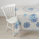 Клеёнка на стол ажурная Lace, 137×180 см, рулон 10 скатертей, цвет бело-голубой - Фото 2