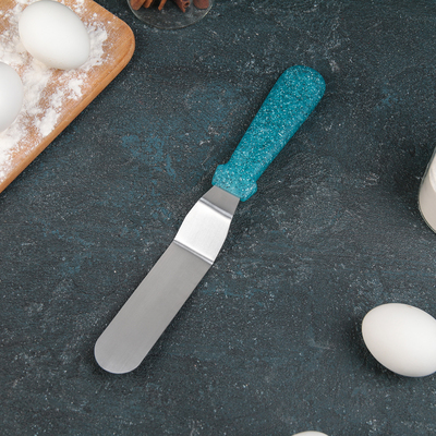 Кондитерская лопатка - палетка изогнутая «Космос», 26.5 см, рабочая часть 15 см, бирюзовая
