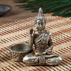 Нэцке полистоун под серебро подсвечник "Будда - медитация" МИКС 10,5х5,3х11 см - фото 298296316