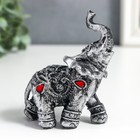 Сувенир полистоун "Серебристый слон в попоне с рубинами" 10х5х8 см - фото 318287268
