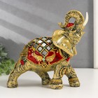 Сувенир полистоун "Слон в красной попоне с золотыми узорами и зеркалами" 18,5х8х23 см - фото 2575011