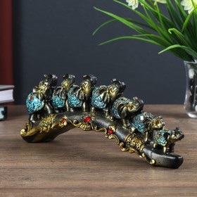 Фигура полистоун «Семь слонов в синей попоне с кистями и зеркалами на бивне», 10×5.5×28 см