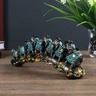 Фигура полистоун «Семь слонов в синей попоне с кистями и зеркалами на бивне», 10×5.5×28 см - фото 61527302