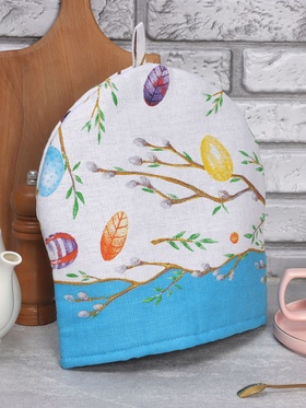 Грелка на чайник Доляна Happy Easter 28×28 см, 100% хлопок, 164 г/м², МИКС