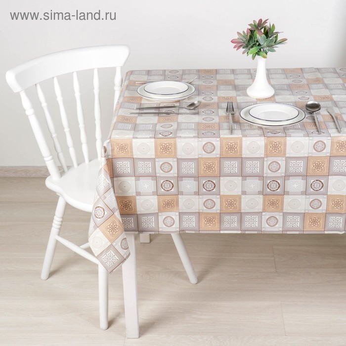 Скатерть на стол на нетканой основе «Мисс», 137×140 см, цвет коричневый - Фото 1