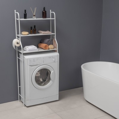 Стеллаж над стиральной машинкой, 65×25×152 см, белый