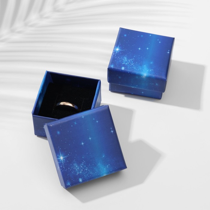 Коробочка подарочная под серьги/кольцо «Сияние ночи», 5×5 (размер полезной части 4,5×4,5 см), цвет синий