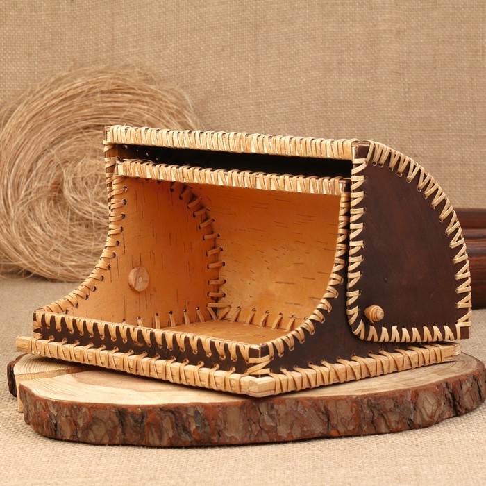 Хлебница «Лебеди», сложная, 28×22×15см, береста, микс - фото 1905626328