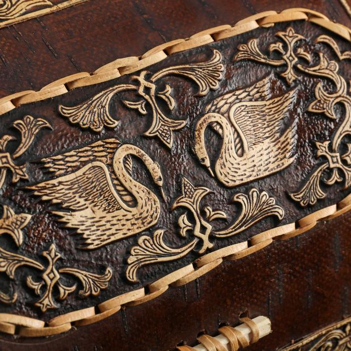 Хлебница «Лебеди», сложная, 28×22×15см, береста, микс - фото 1905626322