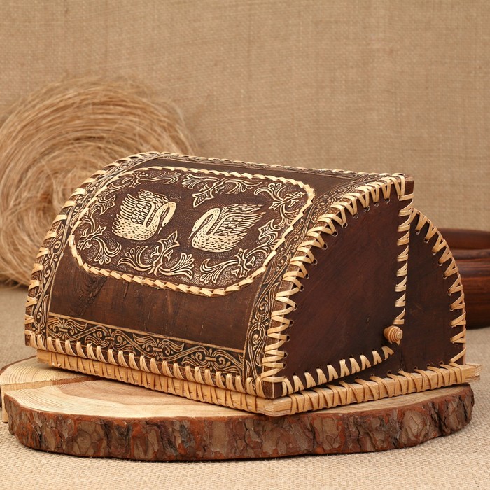 Хлебница «Лебеди», сложная, 28×22×15см, береста, микс - фото 1905626325