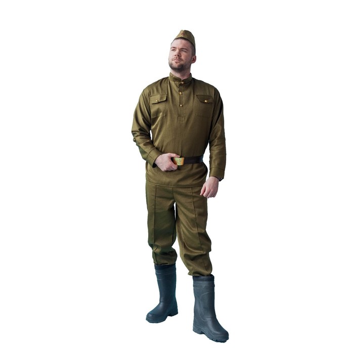 Карнавальный костюм «Солдат», пилотка, гимнастёрка, ремень, брюки, р. 54-56 - Фото 1