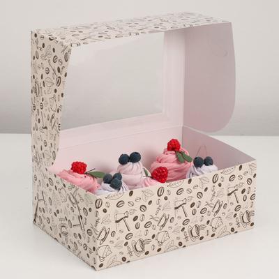 Упаковка на 6 капкейков с окном «Кофе», 25×17×10 см