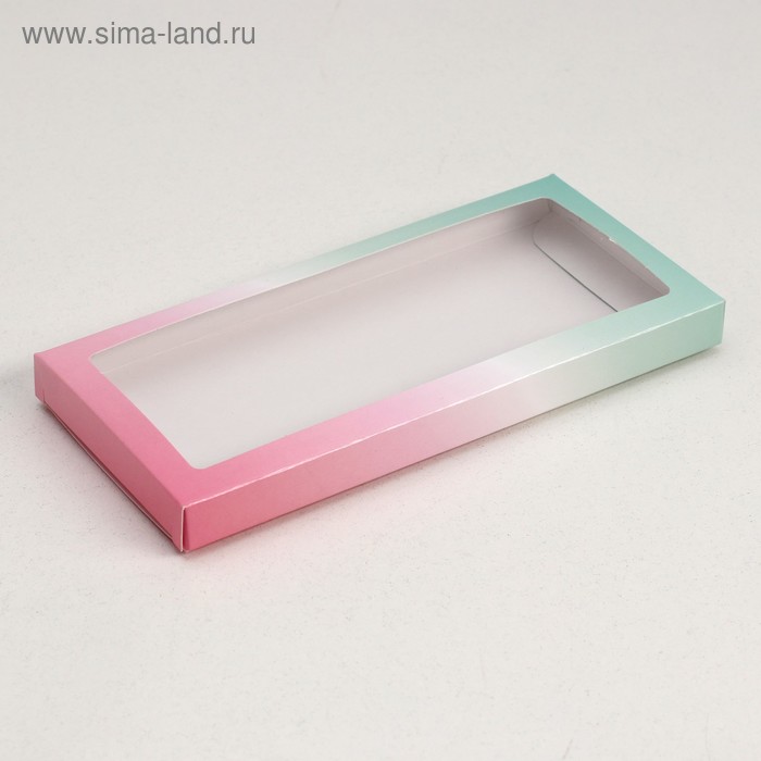 Подарочная коробка под плитку шоколада, "Градиент", розово-зеленый, 17,1 х 8 х 1,4 см - Фото 1