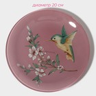 Тарелки Доляна «Колибри», 19 предметов: 6 десертных тарелок, 6 обеденных тарелок, 6 мисок, салатник, стекло, розовые - Фото 4