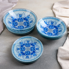 Набор тарелок стеклянных «Синева», 19 предметов: 6 десертных тарелок, 6 обеденных тарелок, 6 мисок, салатник - Фото 1