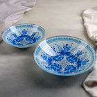 Набор тарелок стеклянных «Синева», 19 предметов: 6 десертных тарелок, 6 обеденных тарелок, 6 мисок, салатник - Фото 2