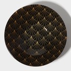 Тарелки Доляна «Золотое перо», 19 предметов: 6 десертных тарелок, 6 обеденных тарелок, 6 мисок, салатник, стекло, чёрные - Фото 2