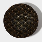 Тарелки Доляна «Золотое перо», 19 предметов: 6 десертных тарелок, 6 обеденных тарелок, 6 мисок, салатник, стекло, чёрные - Фото 3