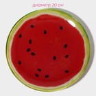 Тарелки Доляна «Сладкий арбуз», 19 предметов: 6 десертных тарелок, 6 обеденных тарелок, 6 мисок, салатник, стекло, красный - Фото 4