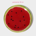 Тарелки Доляна «Сладкий арбуз», 19 предметов: 6 десертных тарелок, 6 обеденных тарелок, 6 мисок, салатник, стекло, красный - Фото 5