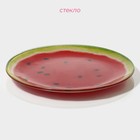 Тарелки Доляна «Сладкий арбуз», 19 предметов: 6 десертных тарелок, 6 обеденных тарелок, 6 мисок, салатник, стекло, красный - Фото 8