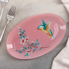Блюдо стеклянное сервировочное овальное Доляна «Колибри», 24,5×15 см, цвет розовый - Фото 1