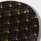 Блюдо стеклянное сервировочное Доляна «Золотое перо», овальное, 24,5×15 см, цвет чёрный - Фото 4