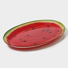 Блюдо стеклянное сервировочное овальное Доляна «Сладкий арбуз», 24,5×15 см, цвет красный - Фото 3