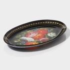 Блюдо стеклянное сервировочное овальное Доляна «Народные мотивы», 24,5×15 см, цвет чёрный - фото 4298316