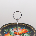 Этажерка - фруктовница круглая Доляна «Народные мотивы», 2 яруса, d=25/20 см, стекло, чёрная - Фото 2