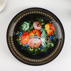 Этажерка - фруктовница круглая Доляна «Народные мотивы», 2 яруса, d=25/20 см, стекло, чёрная - Фото 3