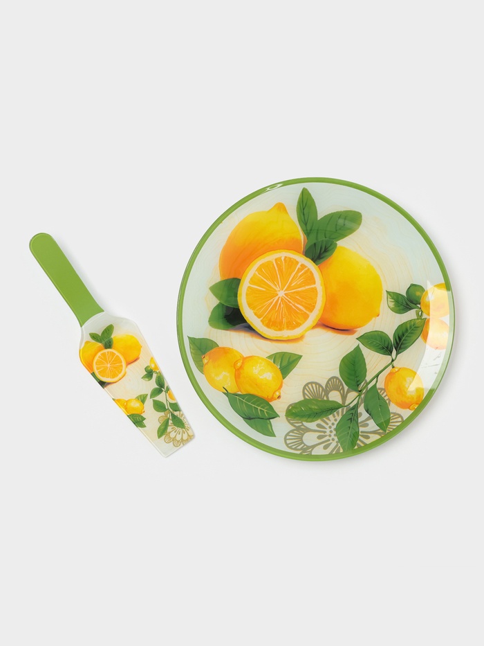 Тортовница с лопаткой Доляна «Дольче», d=30 см, лопатка 26.5×7 см, стекло - Фото 1