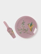 Тортовница с лопаткой Доляна «Колибри», d=30 см, лопатка 26.5×7 см, стекло, нежно-розовая - Фото 5