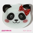 Тарелка стеклянная Доляна «Панда девочка», 14,9×12,9 см - фото 3516082