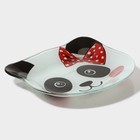 Тарелка Доляна «Панда девочка», 14.9×12.9 см, стекло, белая - Фото 3