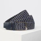 Ремень женский, ширина - 4 см, резинка плетёнка, пряжка металл, цвет синий/серый - Фото 1