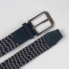 Ремень женский, ширина - 4 см, резинка плетёнка, пряжка металл, цвет синий/серый - Фото 3