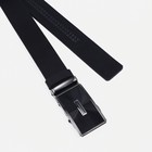 Ремень мужской, ширина 3,5 см, пряжка автомат, цвет чёрный - фото 21029585