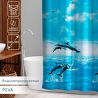 Штора для ванной комнаты Доляна «Дельфины», 180×180 см, PEVA - фото 319791316