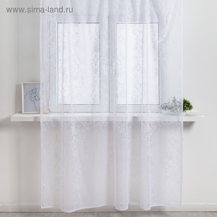 Тюль со шторной лентой 250х200см, белый, пэ 100% - Фото 1