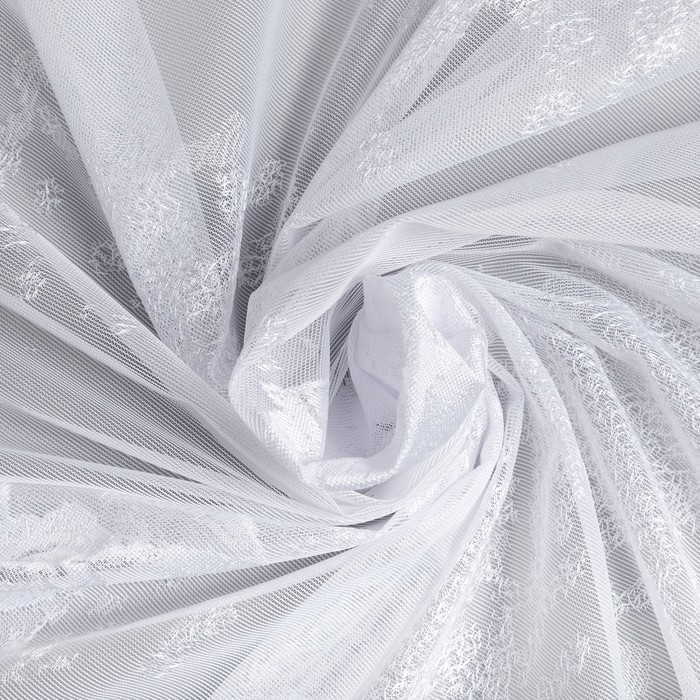 Тюль со шторной лентой 260х300 см, белый, пэ 100% - фото 1927536379