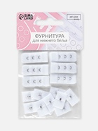 Застёжка для бюстгальтера, 3 ряда 1 крючок, 2 см, 10 шт, цвет белый - фото 809405399
