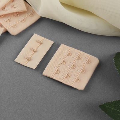 Застёжка для бюстгальтера, 3 ряда 3 крючка, 4.5×2.8 см, 4.5×4.9 см, 10 шт., бежевая