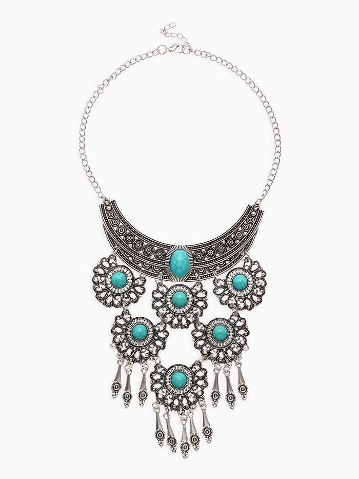 Колье «Гестия», четыре яруса, голубое в чернёном серебре, 35 см - Фото 1