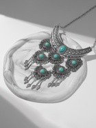 Колье «Гестия» четыре яруса, голубое в чернёном серебре, 35 см 4685701