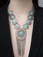 Колье «Гестия» круг, голубое в чернёном серебре, 45 см - Фото 3