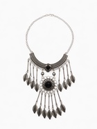 Колье «Ажурные перья» круг, чёрное в чернённом серебре, 35 см - Фото 1