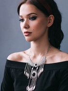 Колье «Ажурные перья» круг, чёрное в чернённом серебре, 35 см - Фото 2