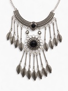 Колье «Ажурные перья» круг, чёрное в чернённом серебре, 35 см - Фото 4