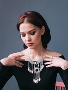 Колье «Ажурные перья» круг, чёрное в чернённом серебре, 35 см - Фото 8